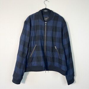 RAILS Bolton Buffalo Check Wool Bomber Wool Jacket Size Large Blue Black